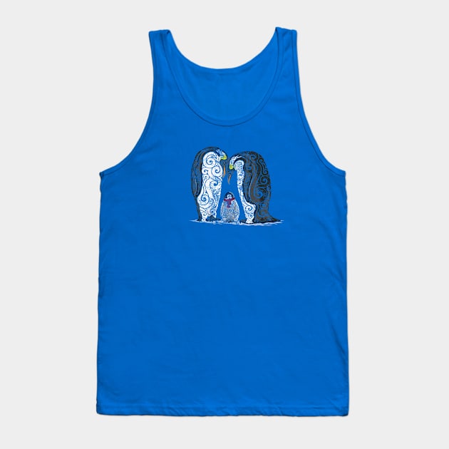Swirly Penguin Family Tank Top by VectorInk
